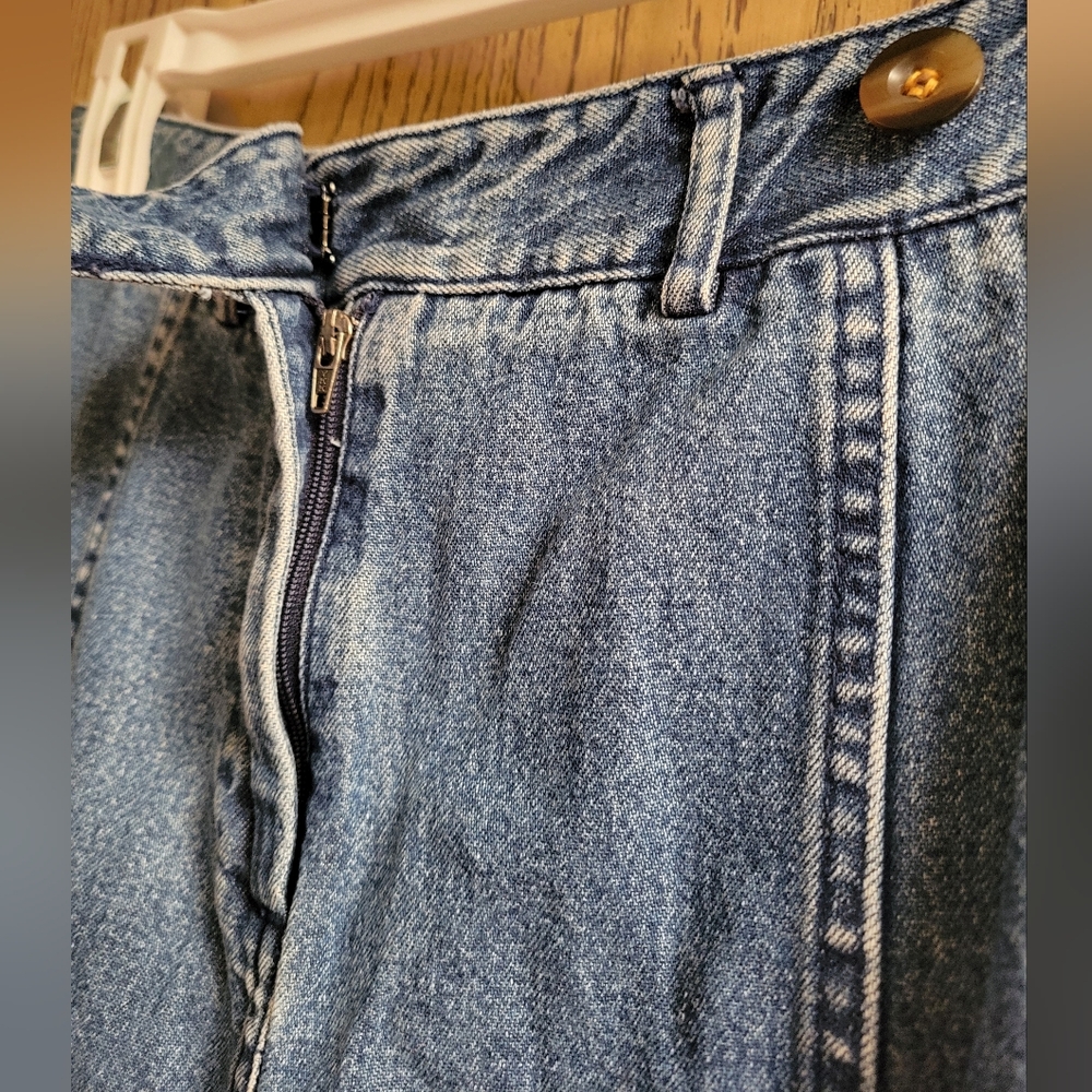 VTG 90s Y2K Charter Club PETITE Size 4P Denim Skirt Midi A-Line Retro Country - Picture 4 of 7